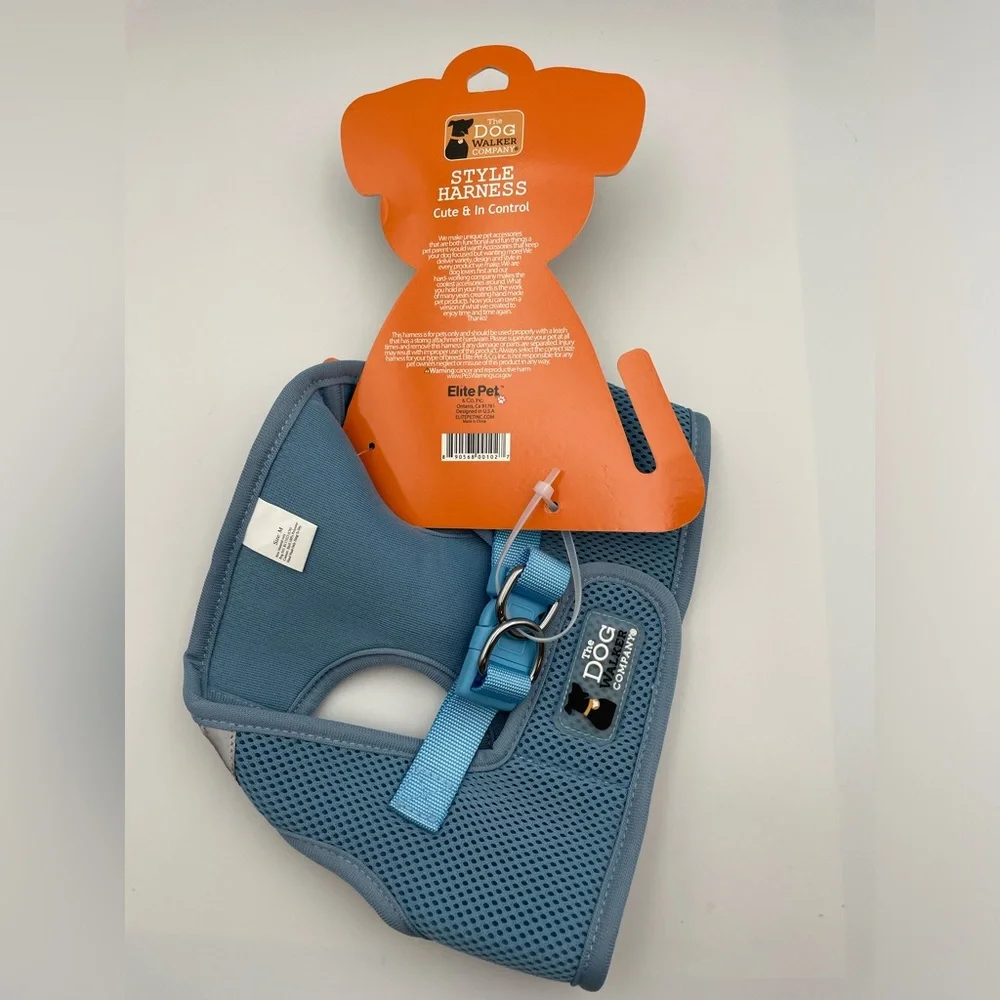 *New* Elite Pet & Co. Inc. The Dog Walker Company Light Blue Medium Harness
